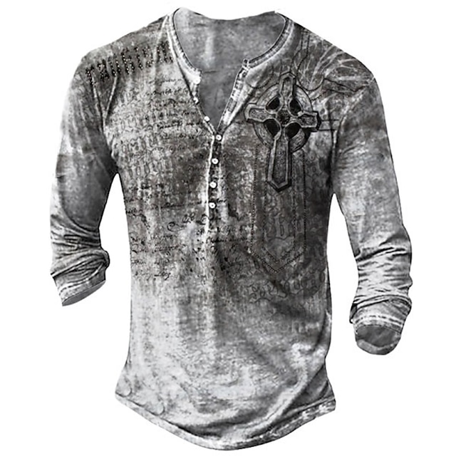 Mens Clothing Mens Tees & Tank Tops | Mens Henley Shirt Tee T shirt Tee Graphic Cross Plus Size Henley Street Casual Button-Down