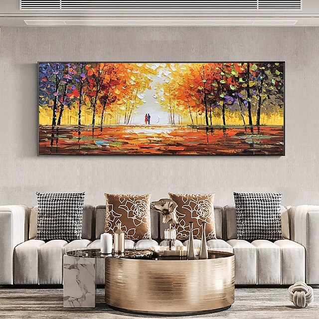 Home & Garden Wall Art | Handmade Oil Painting Canvas Wall Art Decoration Abstract LandscapePainting Lovers in The Woods for Hom