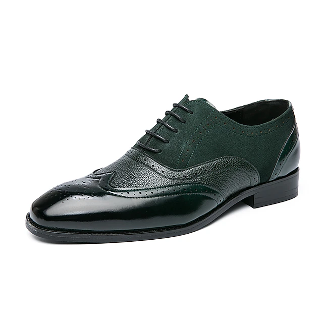 Men's Oxfords Derby Shoes Formal Shoes Brogue Dress Shoes Casual British Daily Party & Evening St. Patrick's Day PU Lace-up Blue Brown Green Spring Fall 7