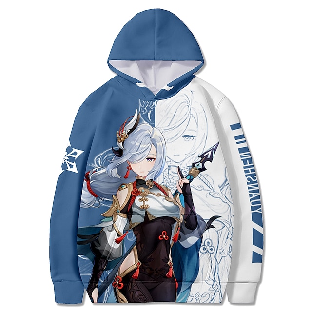 Toys & Hobbies Cosplay & Costumes | Inspired by Genshin Impact Shenhe Hoodie Anime 100% Polyester Anime 3D Harajuku Graphic Hood