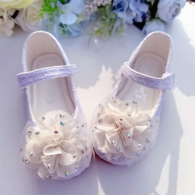 Shoes & Bags Kids Shoes | Girls Flats Flower Girl Shoes Lace Breathable Mesh Breathability Little Kids(4-7ys) Flower White Pink 