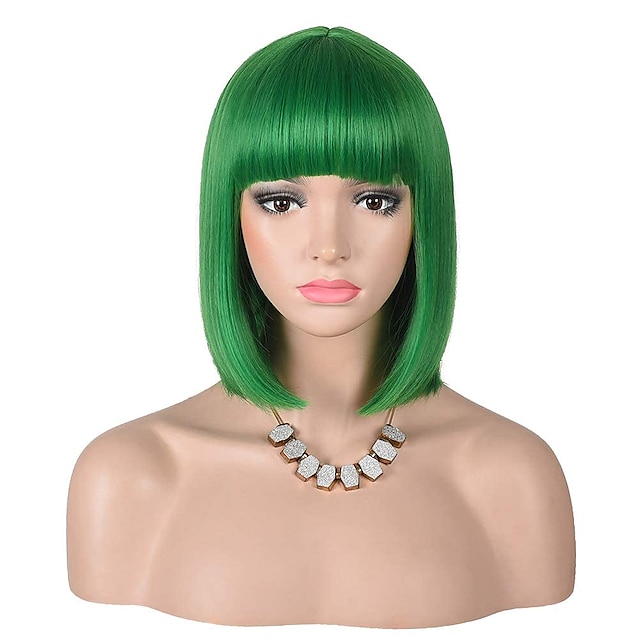 Beauty & Hair Wigs & Hair Pieces | Short Straight Bob Wig With Bangs Full Heat Resistant Wig for Ladies Cosplay - KN43117