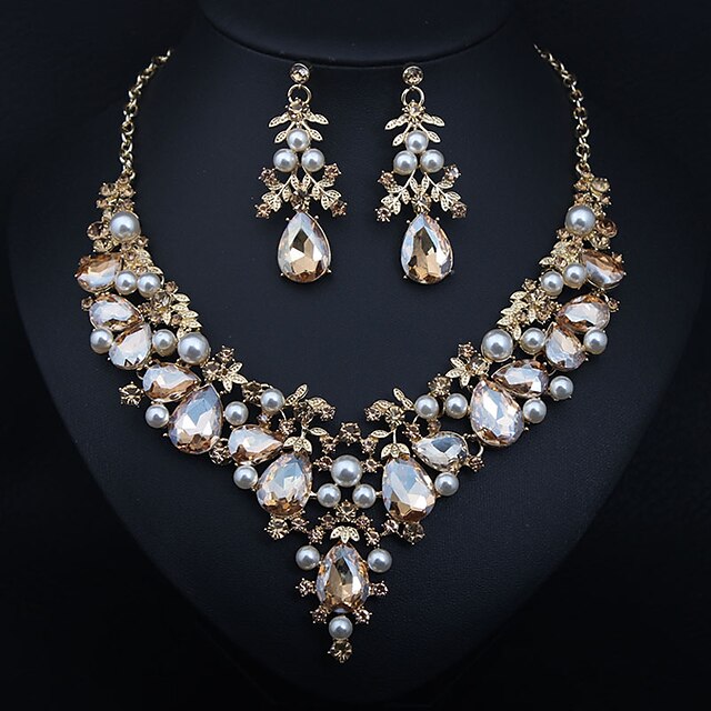 Bridal Jewelry Sets 1 set Crystal Rhinestone Alloy 1 Necklace Earrings ...