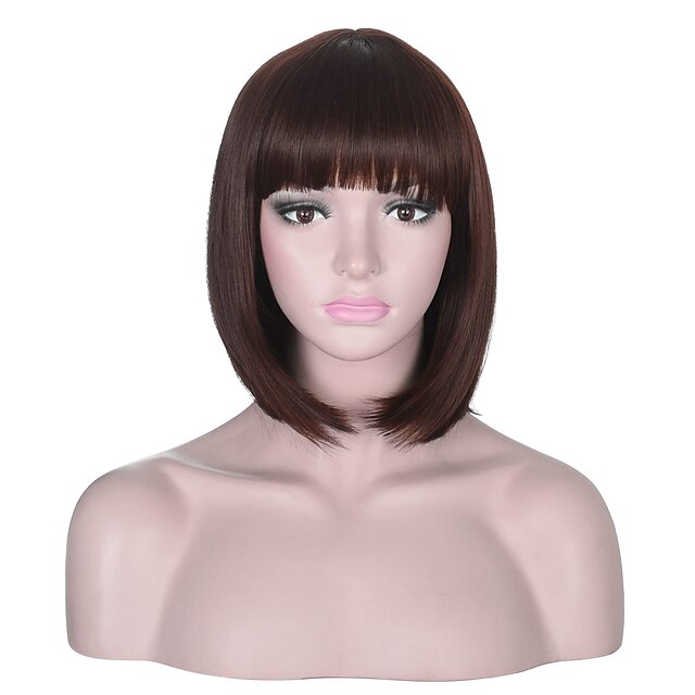 Beauty & Hair Wigs & Hair Pieces | Short Straight Bob Wig With Bangs Full Heat Resistant Wig for Ladies Cosplay - KN43117