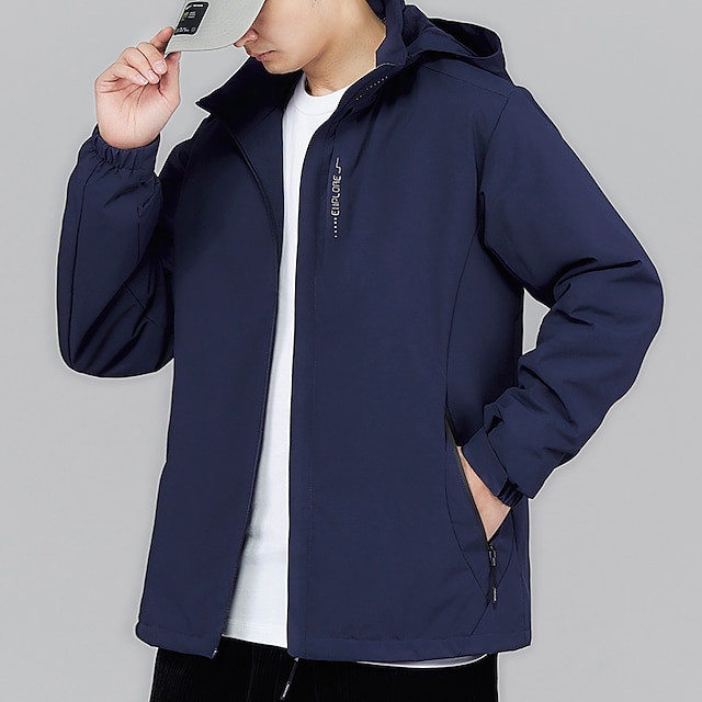  Homme Veste Randonnee Veste de Randonnée Imperméable Veste de Pluie L'hiver Extérieur Chaud Etanche Coupe Vent Respirable Pardessus Veste Coupe Vent Trench Zip totalement visible Pêche Escalade