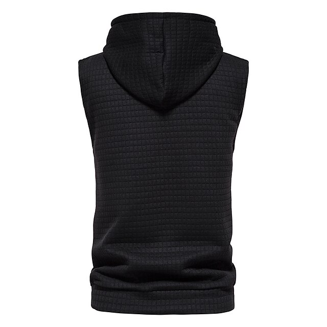 Mens Clothing Mens Hoodies & Sweatshirts | Mens Hooded Sweatshirt Sleeveless Solid Color Knitted Hoodie Pullover Vest - UD49152