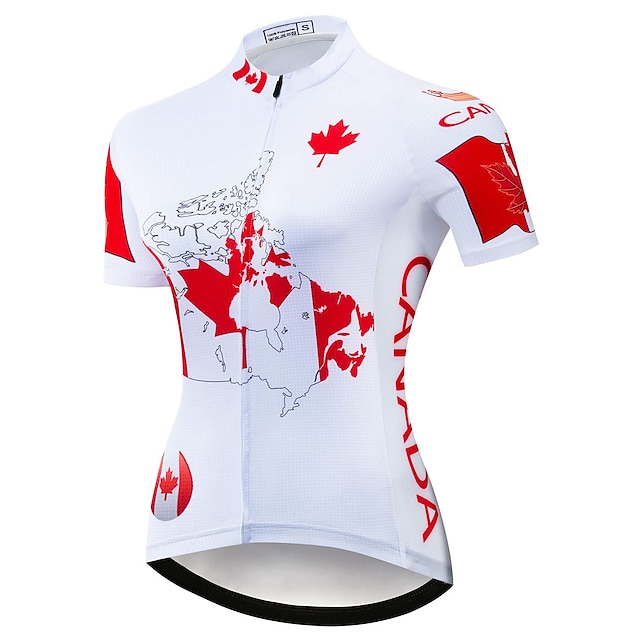  21Grams Femme Maillot Velo Cyclisme Manches Courtes Cyclisme Top avec 3 poches arrière VTT Vélo tout terrain Vélo Route Respirable Séchage rapide Evacuation de l'humidité Blanche Canada Spandex