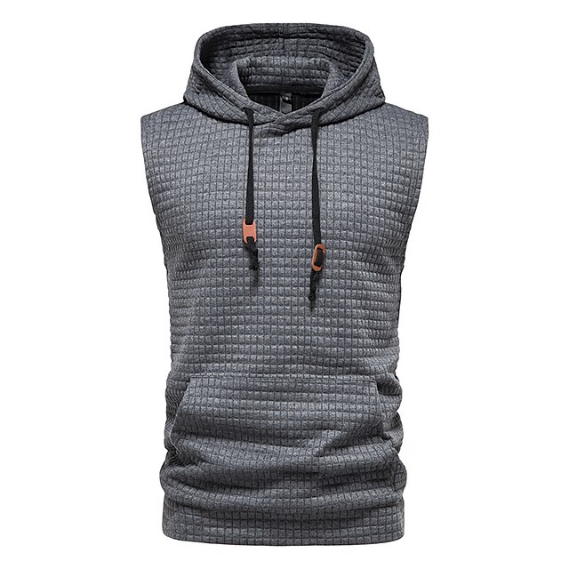 Mens Clothing Mens Hoodies & Sweatshirts | Mens Hooded Sweatshirt Sleeveless Solid Color Knitted Hoodie Pullover Vest - UD49152