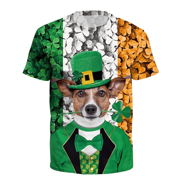  St. Patrick's Day Shamrock Irish T-shirt Anime Cartoon Anime 3D Harajuku Graphic T-shirt For Couple's Men's Women's Adults' 3D Print St.Patrick's Day