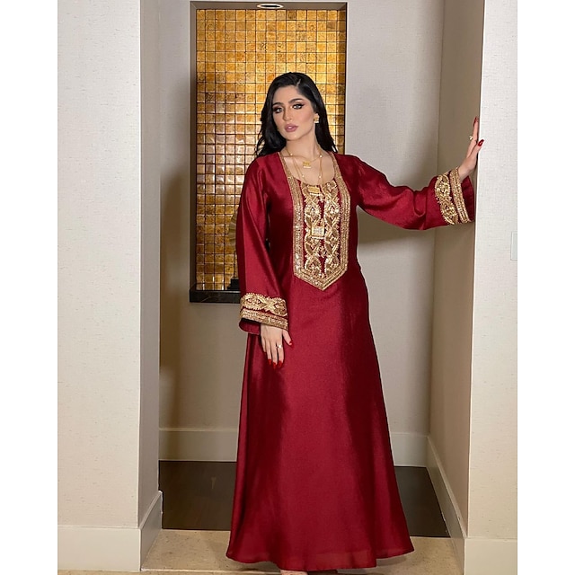  Dame Arabisk kjole Kaftan-kjole Cosplay Abaya Arabisk Muslim Ramadan Voksen Kjole Fest, Halloween