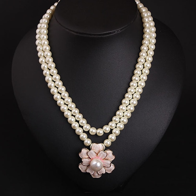  Pendant Necklace Women's Imitation Pearl Fashion White 43 cm Necklace Jewelry 1pc for Holiday Valentine's Day Festival Round