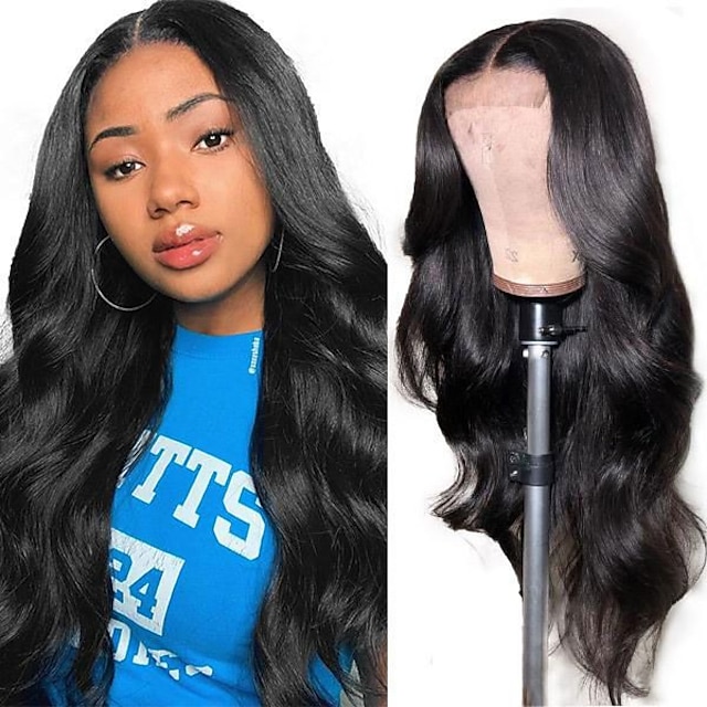 

Remy Human Hair 13x4x1 T Part Lace Front Brazilian Hair Body Wave Wig 180% Density Middle Part Pre Plucked Human Hair Lace Wig Glueless Lace Wig 10-28inch