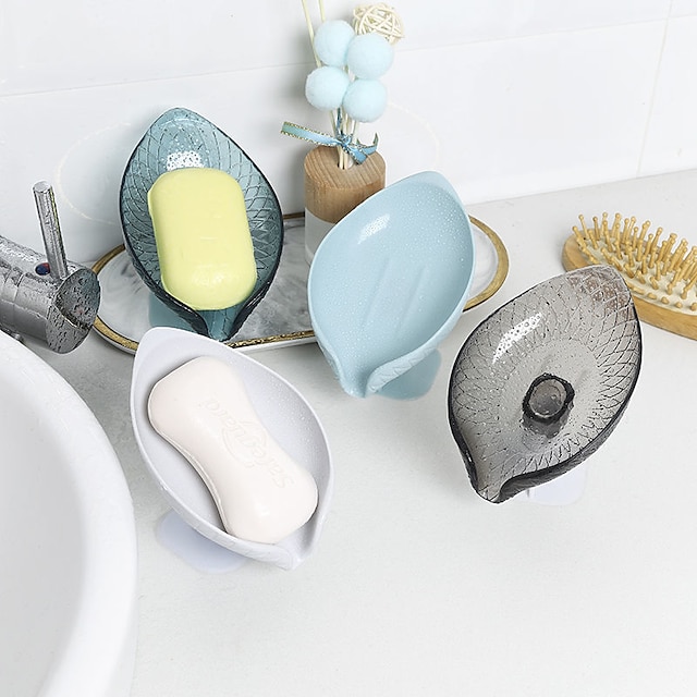  2 Pack Soap Dish for Shower, Leaf-Shape Self Draining Soap Holder Not Punched Easy Clean Bar Soap Dishes for Shower, Bathroom, Kitchen Sink