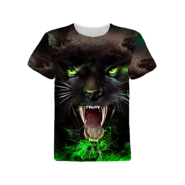 

Kids Boys' T shirt Short Sleeve 3D Print Leopard Animal Green Children Tops Spring Summer Active Fashion Daily Daily Indoor Outdoor Regular Fit 3-12 Years