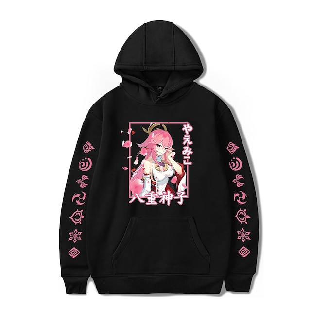  Genshin-impact Yae Miko Trui met capuchon Anime Cartoon Anime Harajuku Grafisch Kawaii Voor Voor Stel Voor heren Dames Volwassenen Back To School Heet stempelen