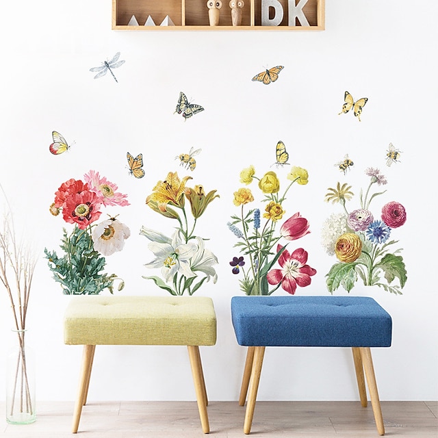 Home & Garden Home Decor | Floral Plants Pre-pasted PVC Wall Stickers Home Decoration Wall Decal 1PC 68*36cm For Bedroom Living 