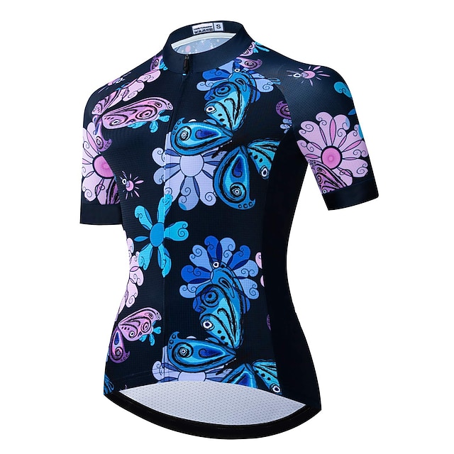 

21Grams Women's Short Sleeve Cycling Jersey Summer Spandex Dark Navy Butterfly Floral Botanical Bike Top Mountain Bike MTB Road Bike Cycling Quick Dry Moisture Wicking Sports Clothing Apparel