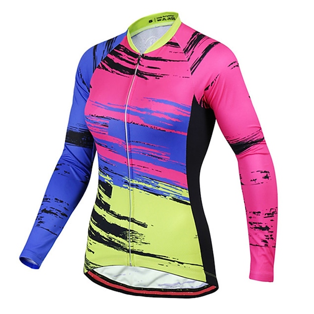 

21Grams Women's Long Sleeve Cycling Jersey Spandex BluePink Graffiti Bike Top Mountain Bike MTB Road Bike Cycling Quick Dry Moisture Wicking Sports Clothing Apparel / Stretchy / Athleisure