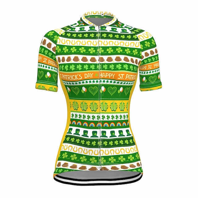 

21Grams Women's Short Sleeve Cycling Jersey Summer Spandex Green Heart Leaf Bike Top Mountain Bike MTB Road Bike Cycling Quick Dry Moisture Wicking Sports Clothing Apparel / Stretchy / Athleisure