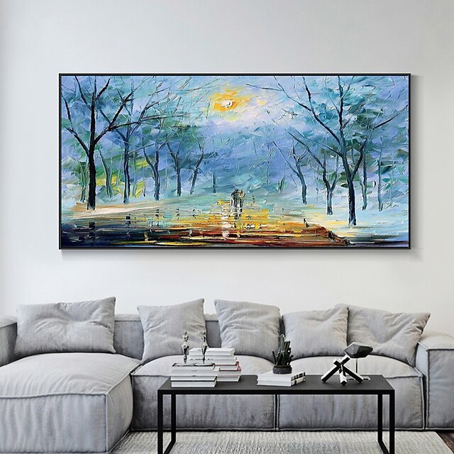 Home & Garden Wall Art | Oil Painting Handmade Hand Painted Wall Art Modern Abstract Couple Walk On The Street Landscape Home De