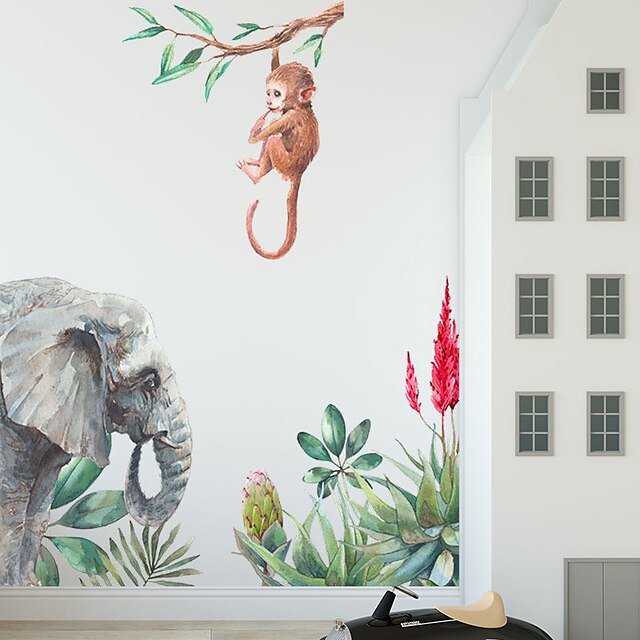 Cartoon Monkey Elephant Green Plant Wall Stickers Children's Bedroom Porch  Home Wall Decoration Wall Stickers Self-adhesive 8988338 2023 – $