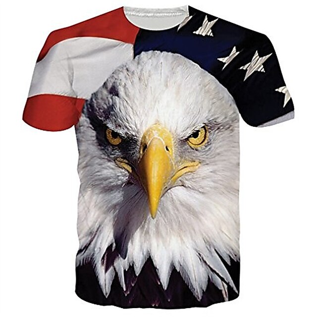 Mens Clothing Mens Tees & Tank Tops | Mens Tee T shirt Tee Eagle Flag Plus Size Party Casual 3D Print Tops Casual Fashion Design