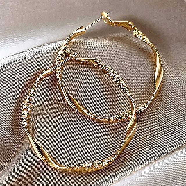 Women's Hoop Earrings Geometrical Precious Romantic Fashion Vintage French Sweet Earrings Jewelry Gold For Party Gift Holiday Promise Festival 1 Pair4