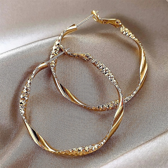 Women's Hoop Earrings Geometrical Precious Romantic Fashion Vintage French Sweet Earrings Jewelry Gold For Party Gift Holiday Promise Festival 1 Pair4