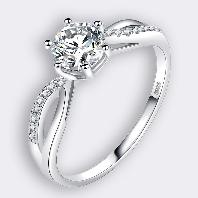  1 stk Bandring Ringe For Dame Bryllup Formell Maskerade Messing Platin Belagt Fuskediamant Elegant Kabal HALO Kjærlighed Glede