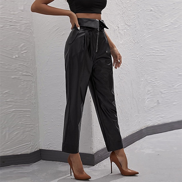 Womens Clothing Womens Bottoms | Womens Fashion Chinos Side Pockets Ankle-Length Pants Leisure Sports Weekend Micro-elastic Plai