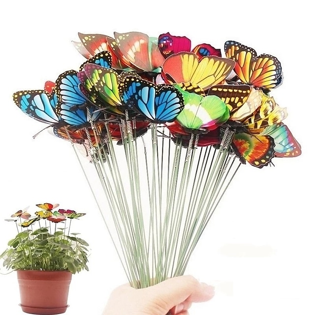  50ks 3D trojrozměrná simulace motýla venkovní zahradní dekorace kreativní zahradnické rozvržení simulační tyč zástrčky