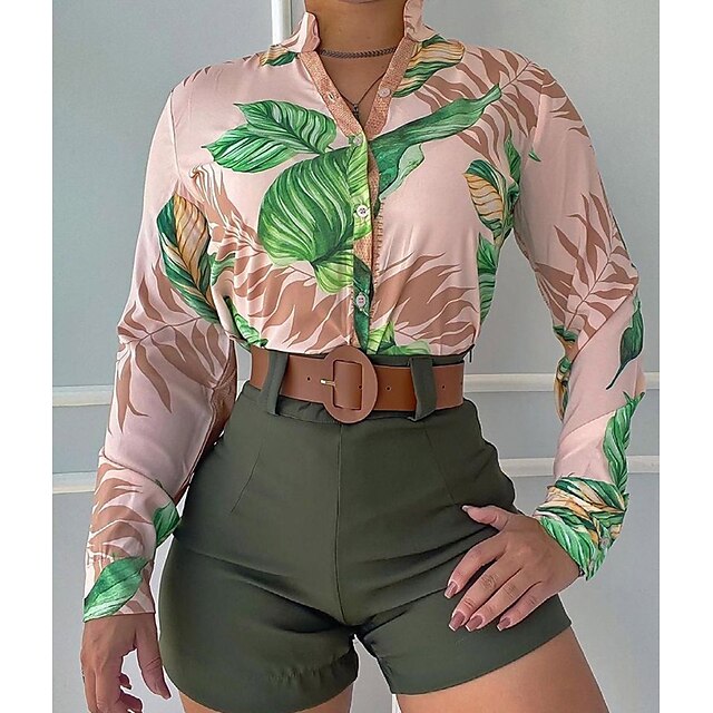 

Women's Streetwear Floral Casual Daily Wear Two Piece Set Blouse Shorts Sets Shorts Print Tops