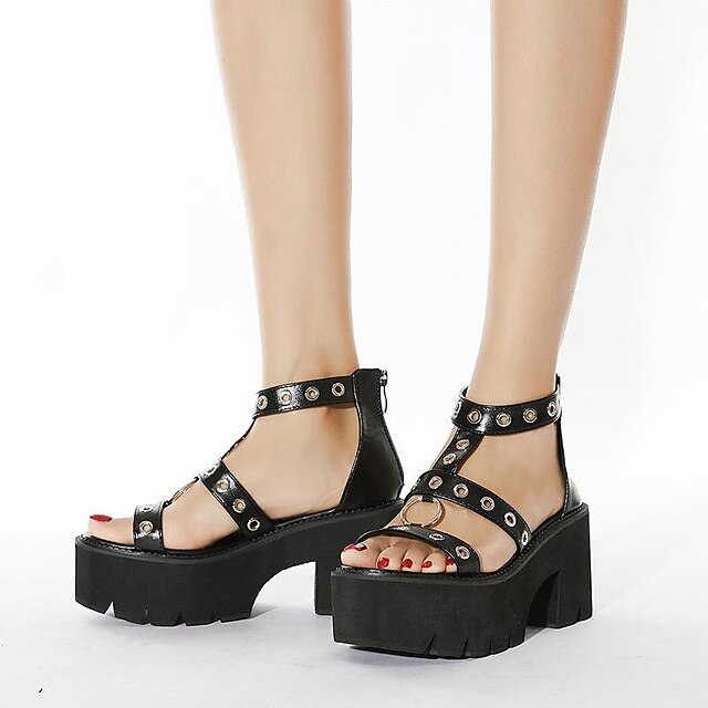 Women Wedge Open Toe Sandals Thick-Soled Sponge Cake Buckle High-Heeled Roman Shoes 