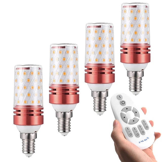  6PCS 4PCS 12W E14/E27 Electrodeless Remote Control Dimming LED Corn Bulb 1080lm Super Bright Three-color Dimming LED Bulb Equivalent to 100W Suitable for  Multiple Indoor Lighting Places