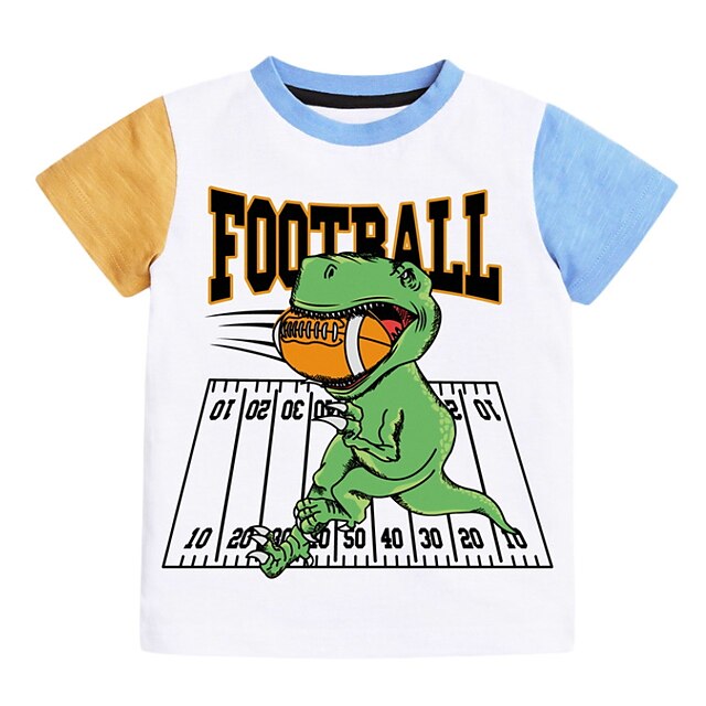 Baby & Kids Boys Clothing | Kids Boys T shirt Short Sleeve White Dinosaur Letter Animal Daily Outdoor Active Basic 2-8 Years - O