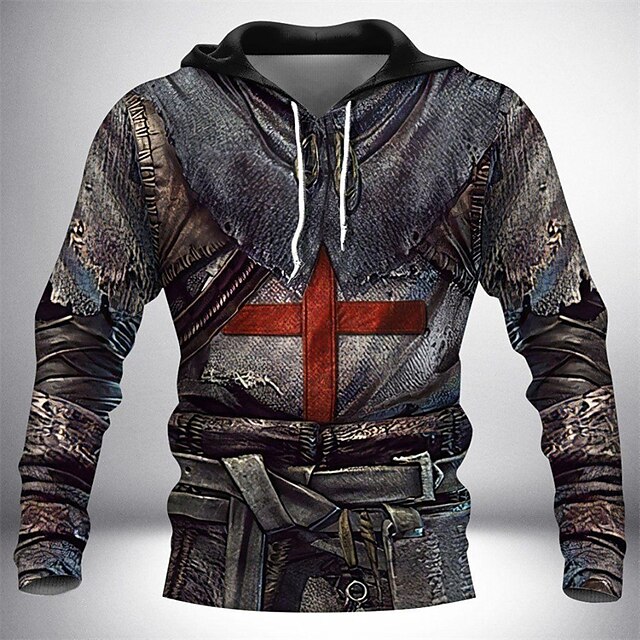 Mens Clothing Mens Hoodies & Sweatshirts | Mens Pullover Hoodie Sweatshirt Animal Patterned Graphic Armor Lace up Hooded Casual 