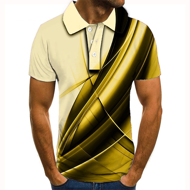 Men's Golf Shirt Short Sleeve Casual Tennis Shirt Graphic Prints Linear ...