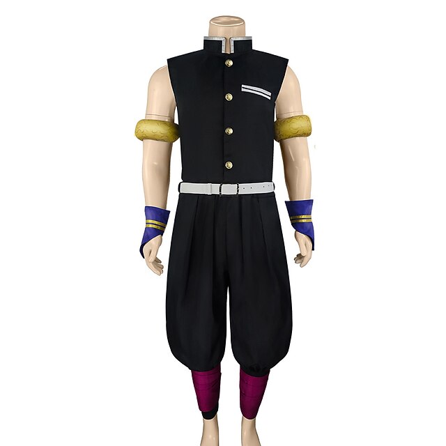 Tengen Uzui Anime Outfits Masquerade Cosplay Suits Top Pants Waist Belt For Men's Adults'3
