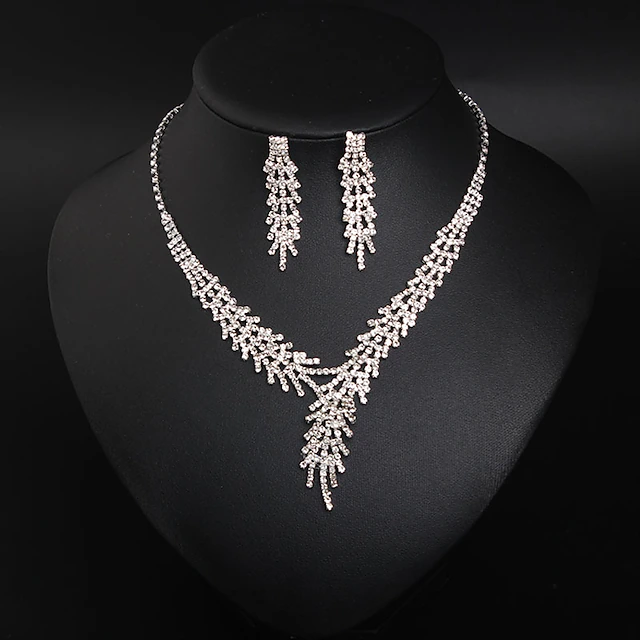 Bridal Jewelry Sets 1 set Crystal Rhinestone Alloy 1 Necklace Earrings Women's Statement Colorful Cute Fancy Flower irregular Jewelry Set For Party Wedding dress to impress 5