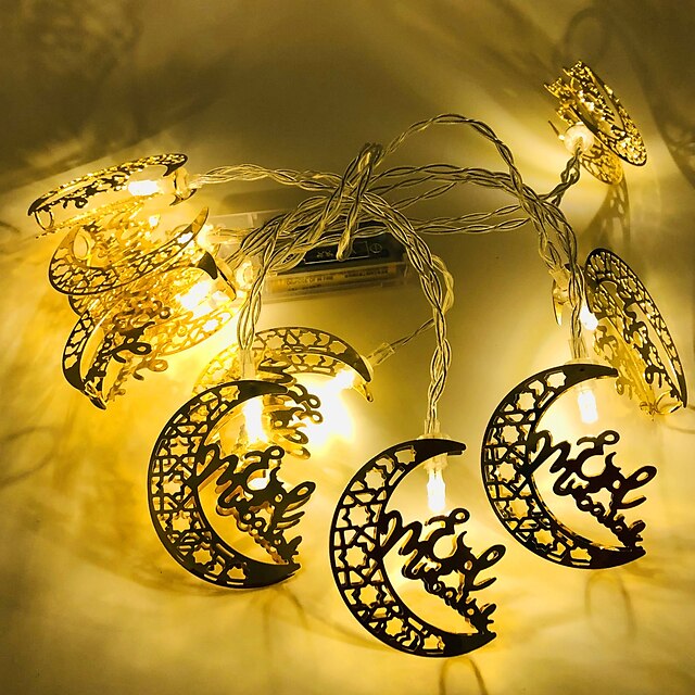 Home Party Decor Warm White Light Strip EID Mubarak Moon Star LED String Lamp 