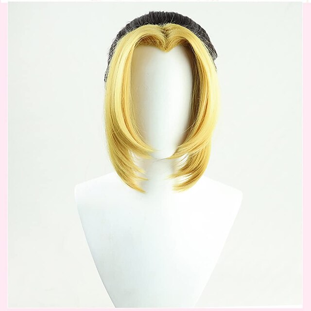 Beauty & Hair Wigs & Hair Pieces | Anime Makio Cosplay Wig Black with Yellow Bangs Short Curly Ponytail Party Hair Halloween Acc