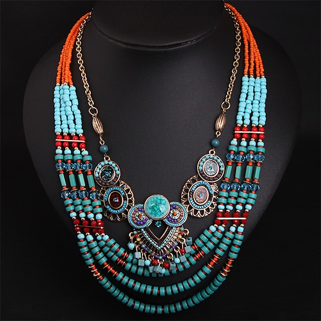  Beaded Necklace Bead Necklace Women's Fashion Rainbow 43 cm Necklace Jewelry 1pc for Holiday Valentine's Day Festival Round