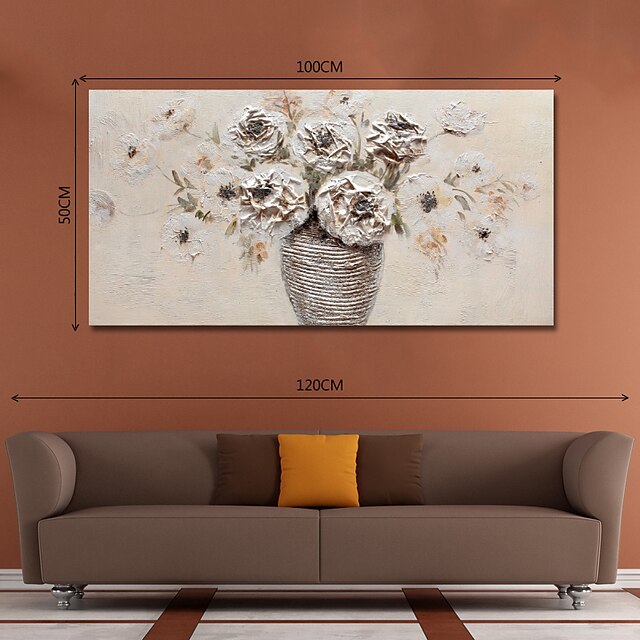 Home & Garden Wall Art | Oil Painting Handmade Hand Painted Wall Art Abstract White Flowerswith Vase Canvas Painting Home Decora