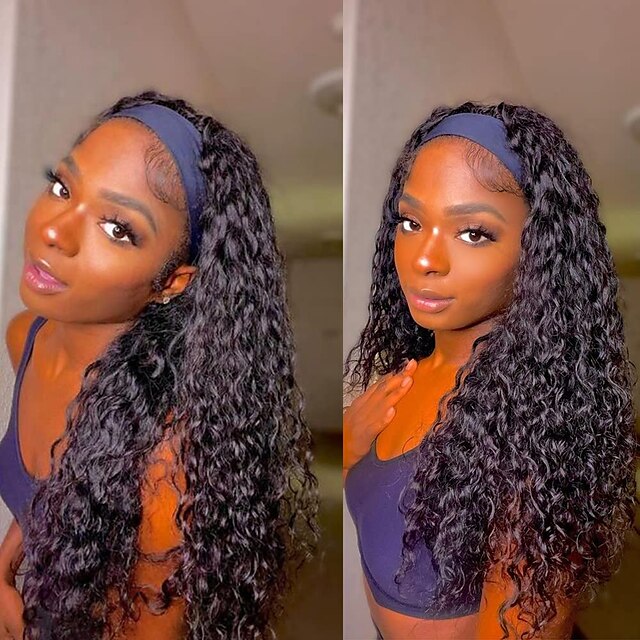 

Glueless Headband Wig Human Hair Wigs for Black Women Wet Curly Bob Wigs 150% Density Brazilian Remy Hair Natural Color Headband Wig 8-24 Inch