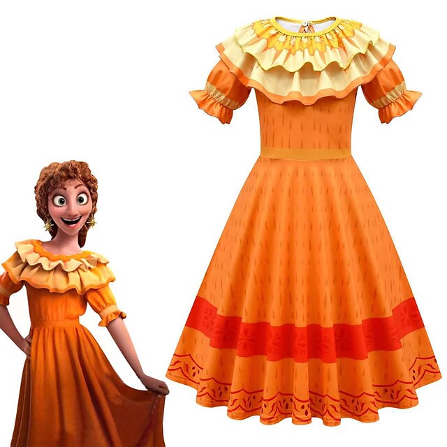 

Encanto Pepa Madrigal Dress Cosplay Costume Party Costume Girls' Movie Cosplay Party Cute Orange Dress Children's Day Masquerade Polyester