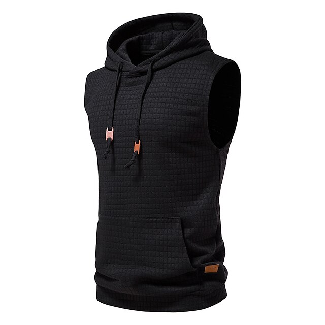 Mens Clothing Mens Hoodies & Sweatshirts | Mens Hooded Sweatshirt Sleeveless Solid Color Knitted Hoodie Pullover Vest - UD49152