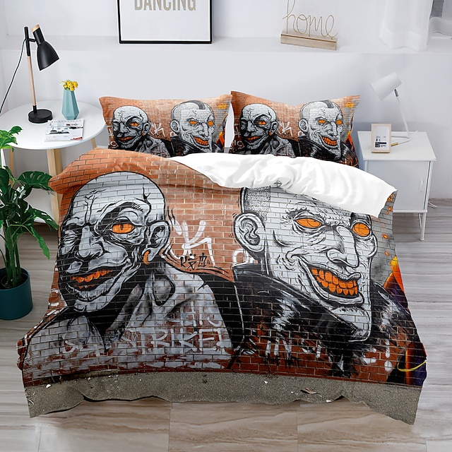  Serie di graffiti di street art 3d copripiumino con stampa set di biancheria da letto copripiumino con 1 copripiumino o copriletto stampato ， 2 federe per matrimoniale / regina / re