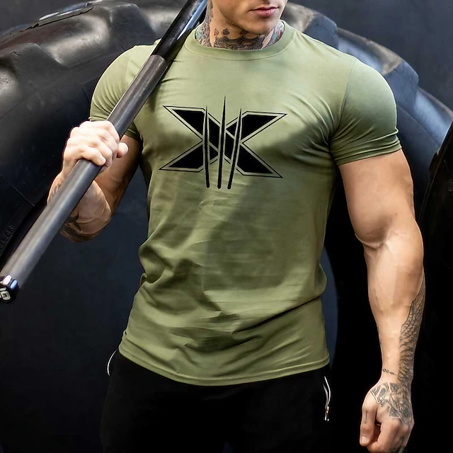 Mens Athletic Gym Workout Short Sleeve Graphic T-Shirt 17