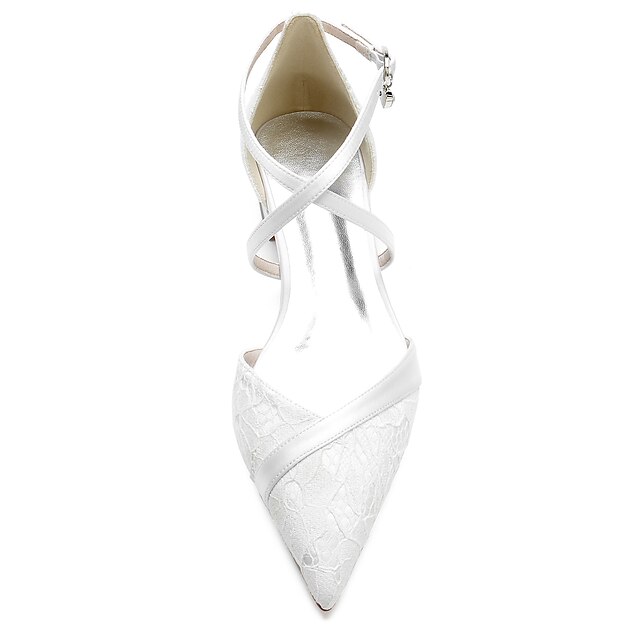 Women's Wedding Shoes Pointed Toe Buckle Bridal Shoes with Square Rhinestones