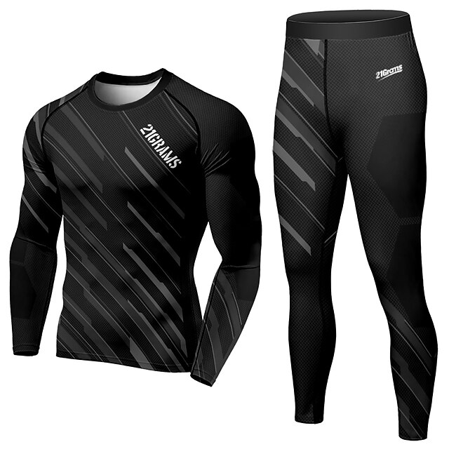 Sports & Outdoors Running, Jogging & Walking | 21Grams® Mens 2 Piece Activewear Set Compression Suit Athletic Athleisure 2pcs Wi